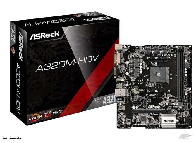 ASRock A320M-HDV , AM4,PCI-E, DualDDR4 2133/2400 +LAN1000 HDMI