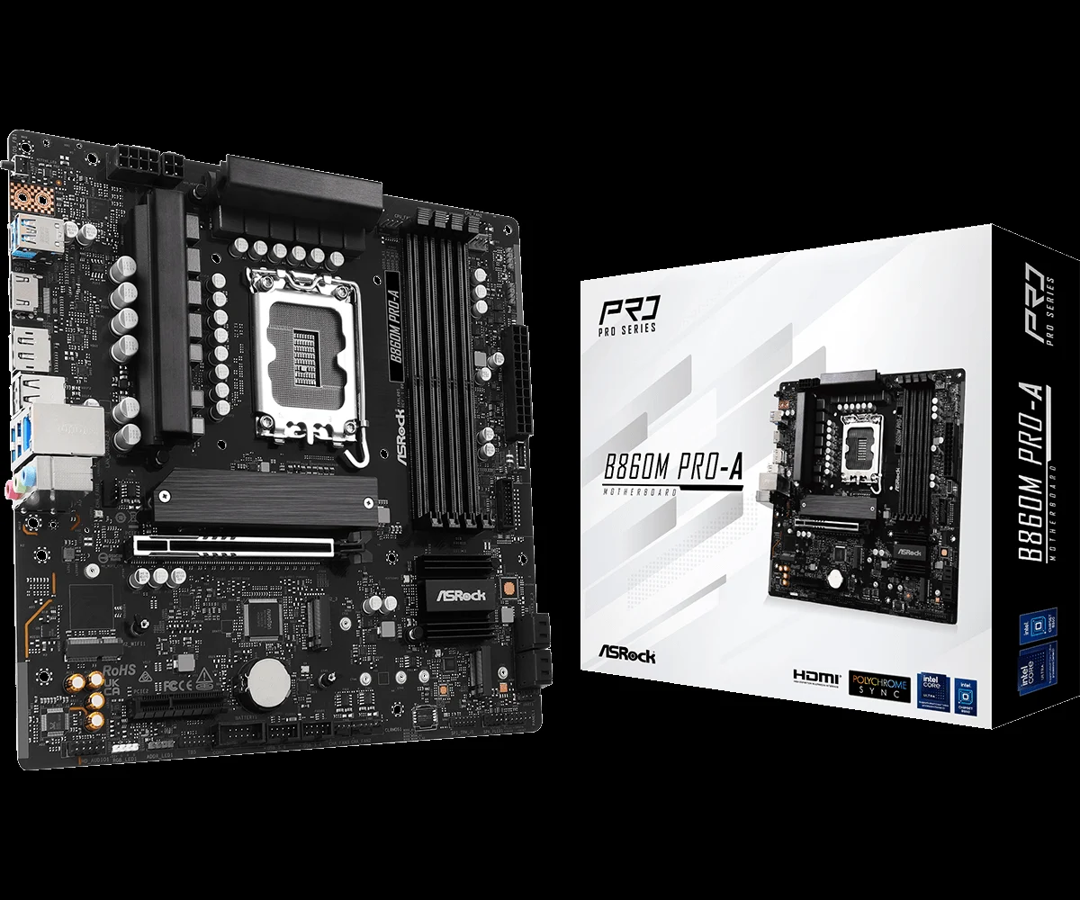 ASRock B860M Pro-A , Core™ Ultra 3/5/7/9, 2DualDDR5 6400MHZ ,2XPCI-E, 2.5GB LGA1851