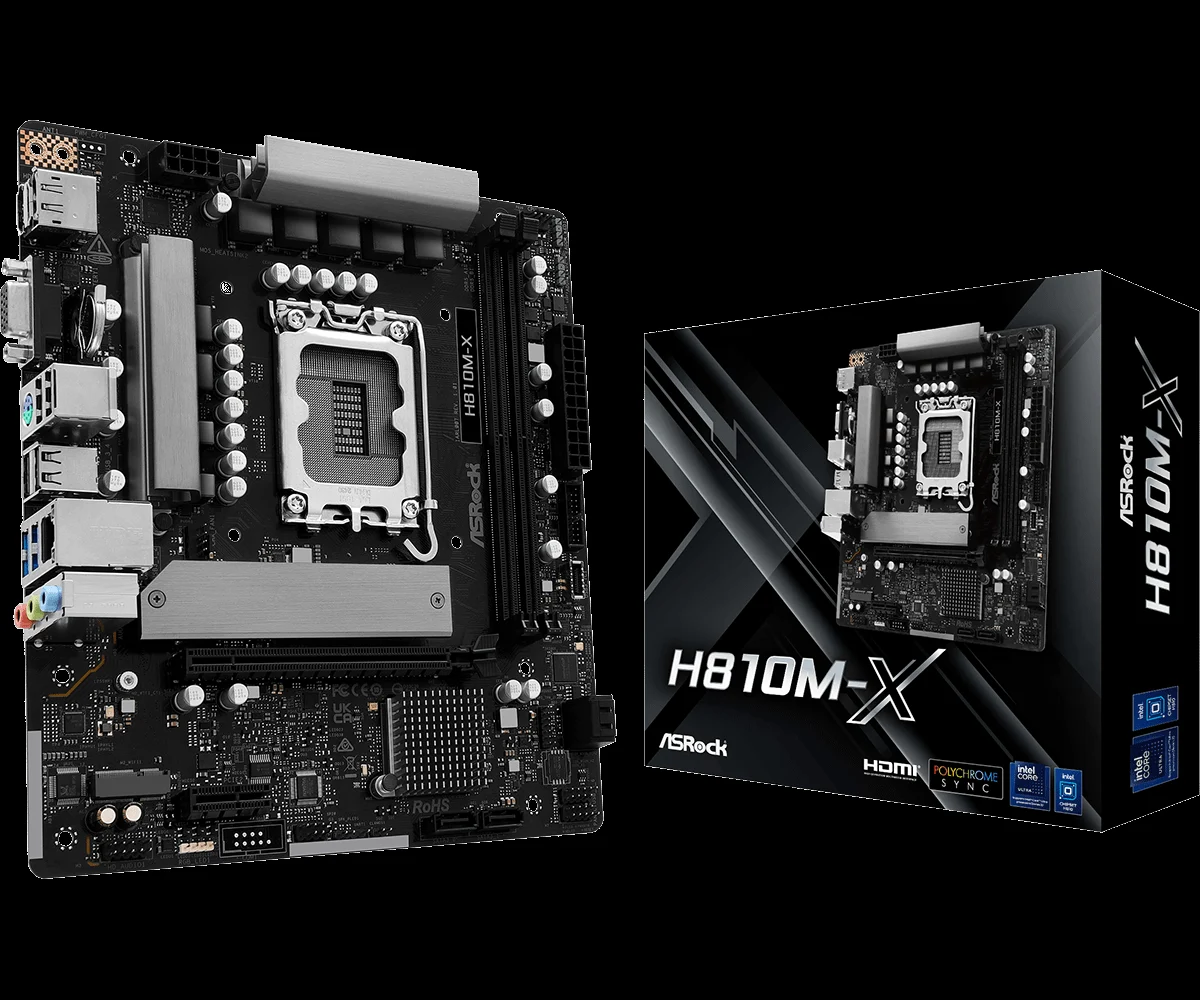 ASRock H810M-X , Core™ Ultra 3/5/7/9, 2DualDDR5 6400MHZ ,PCI-E, 2.5GB LGA1851