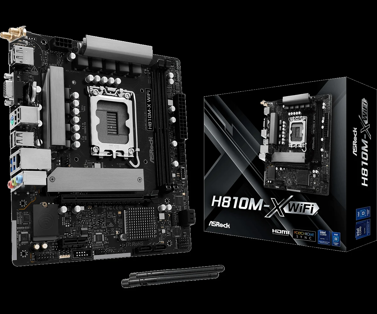 ASRock H810M-X WiFi , Core™ Ultra 3/5/7/9, 2DualDDR5 6400MHZ ,PCI-E, 2.5GB LGA1851