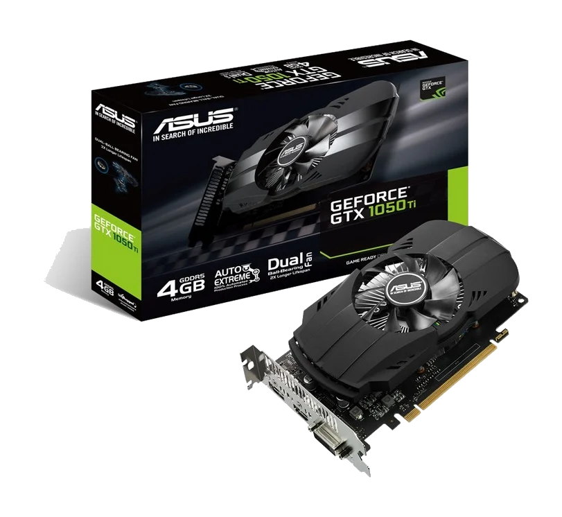 ASUS nVIDIA Geforce GTX1050TI PH-GTX1050TI-4G + HDMI / Dual DVI-I/ D-Sub, PCI-E