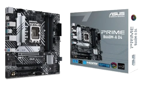 ASUS PRIME B660M-A D4 ,4DualDDR4 2133/2400/2666/2933/3000/3200 ,8CH ,1GB ,HDMI S1700