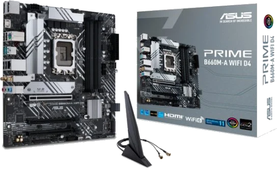 ASUS PRIME B660M-A WIFI ,4DualDDR4 2133/2400/2666/2933/3000/3200 ,8CH ,1GB ,HDMI S1700