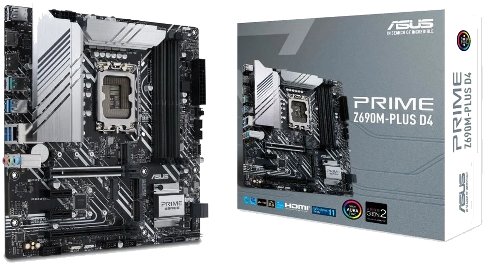 ASUS PRIME Z690M-PLUS D4 , Core™ i3/i5/i7/i9, 4DualDDR4 3200/3000/2933/2800/2666MHZ ,2XPCI-E, 2.5GB LGA1700