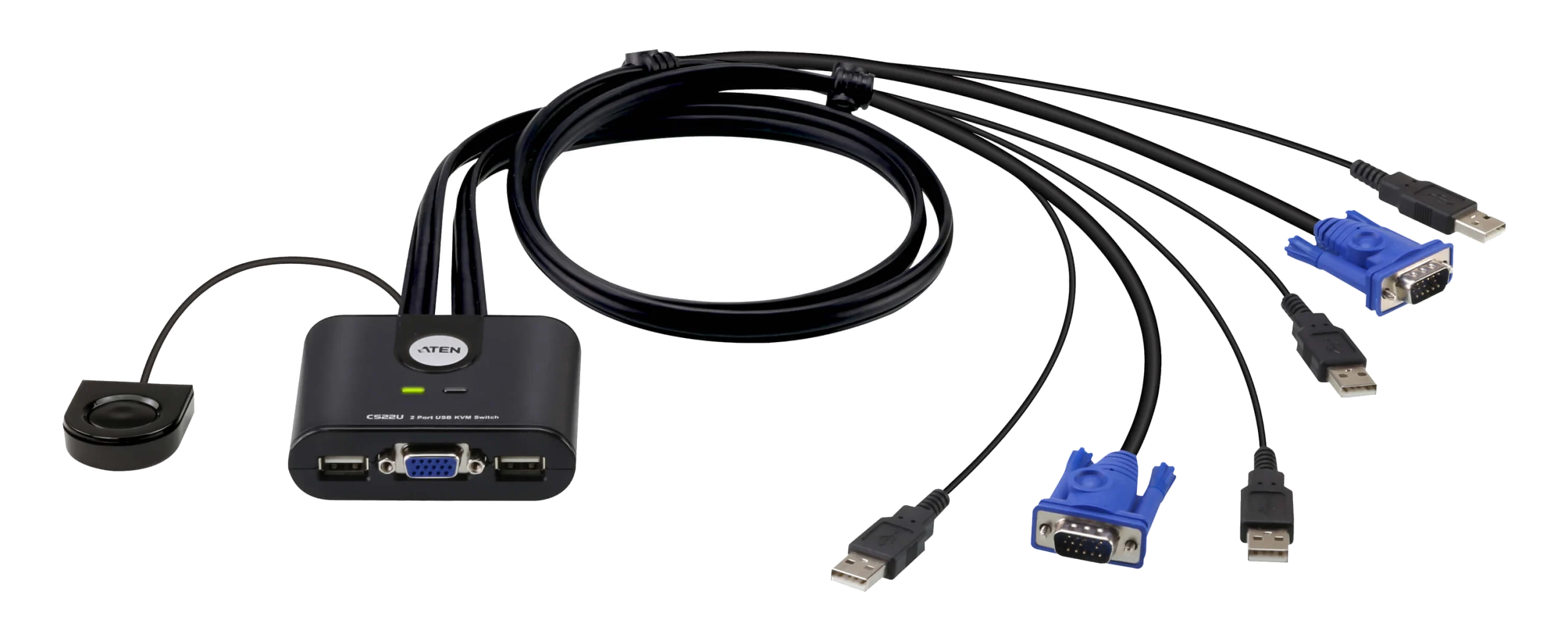 קופסת מיתוג ל-2 מחשבים KVM ATEN CS22U 2-Port USB KVM Switch with Cables