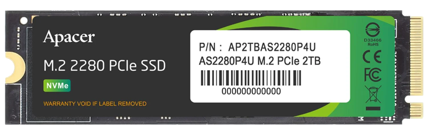 דיסק קשיח Apacer® 2.0TB M.2 PCIe Gen3 x4 SSD Bulk