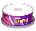 דיסקים לצריבה BENQ DVD -R X16 4700MB 120MIN CAKE 25