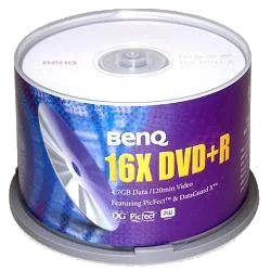 דיסקים לצריבה BENQ DVD -R X16 4700MB 120MIN CAKE 50