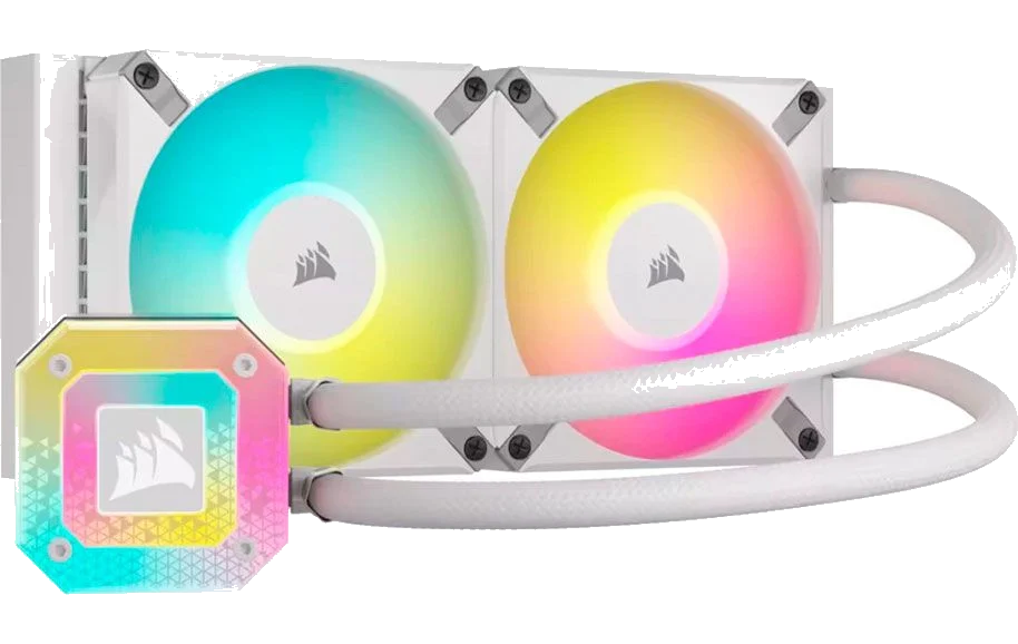 מאוורר למעבד CORSAIR ICUE H100i RGB ELITE CAPELLIX XT Liquid Cooler White with 2X120mm fans