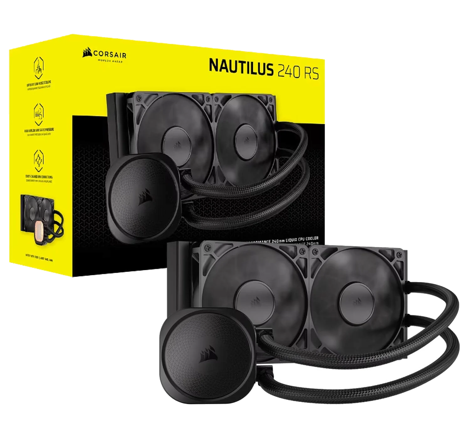 מאוורר למעבד CORSAIR NAUTILUS 240 RS 240mm WATER COOLING FOR CPU with 2X120mm fans