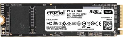 דיסק קשיח Crucial® CT1000P1SSD8 M.2 P1 3D NAND NVMe 1000GB SSD SATA III