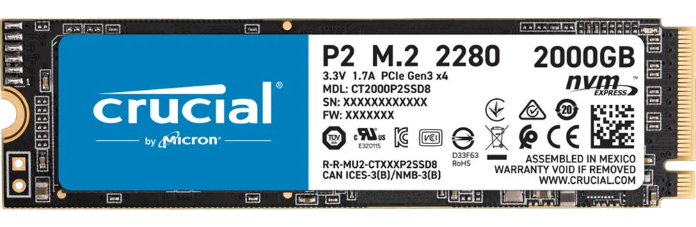 דיסק קשיח Crucial® CT2000P2SSD8 M.2 P2 3D NAND NVMe 2000GB SSD SATA III