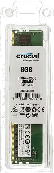 Crucial DDR4 8GB 2666MHz DDR4 Non-ECC CL19 DIMM SR x8 PC21300