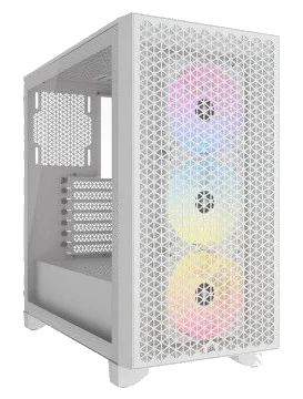 Corsair 3000D RGB Airflow Tempered Glass White ,Tool-free, no PSU, 2X 120mm FAN , USB3.0, Audio & speaker