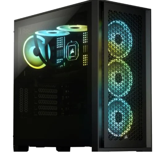 Corsair 4000D Airflow Tempered Glass Black ,Tool-free, no PSU, 2X 120mm FAN , USB3.0, Audio & speaker