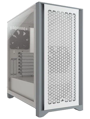 Corsair 4000D AIRFLOW TG Tempered Glass WHITE ,Tool-free, no PSU, 2X 120mm FAN , USB3.0, Audio & speaker