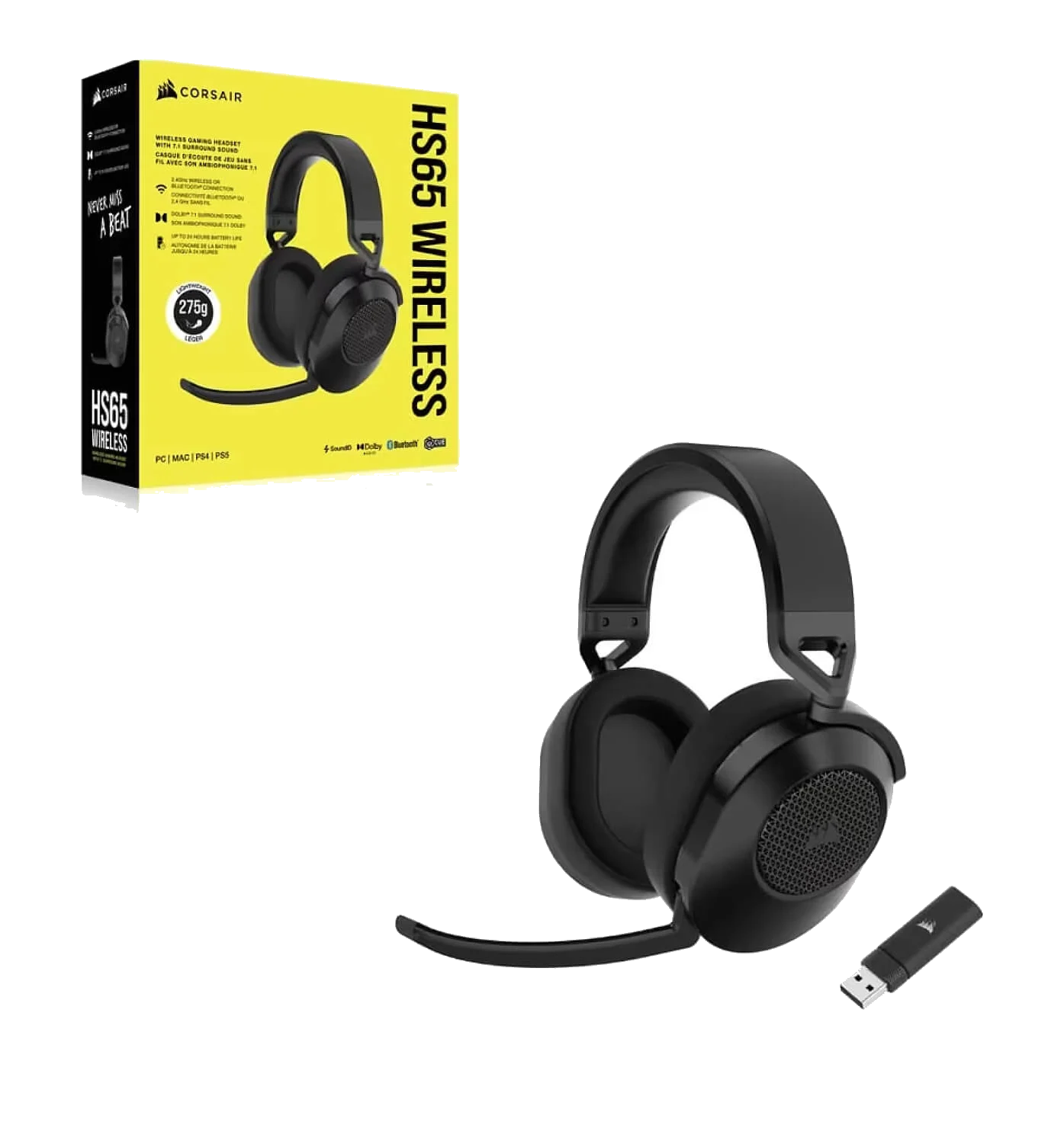 אוזניות גיימינג אלחוטיות Corsair® Headset HS65 WIRELESS