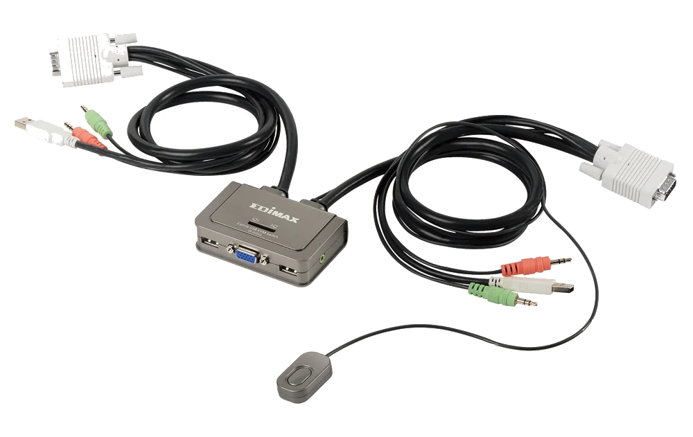 קופסת מיתוג ל-2 מחשבים KVM EDIMAX EK-2U2CA 2-Port USB KVM Switch with Cables and Audio Support
