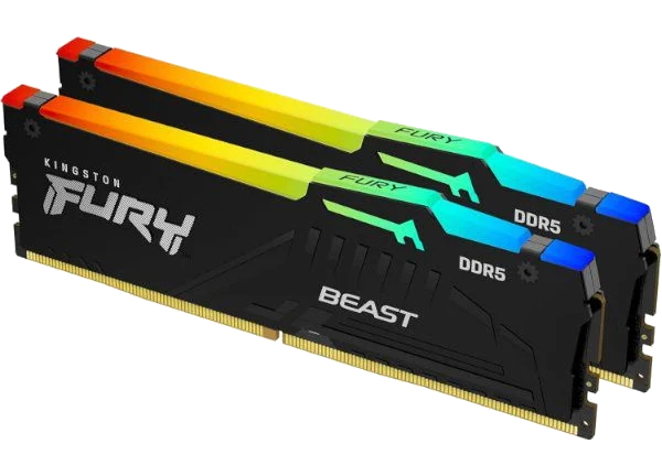 Kingston FURY® Beast RGB 32GB 2x16GB 6000Mhz DDR5 CL36 Black – תמונה 2