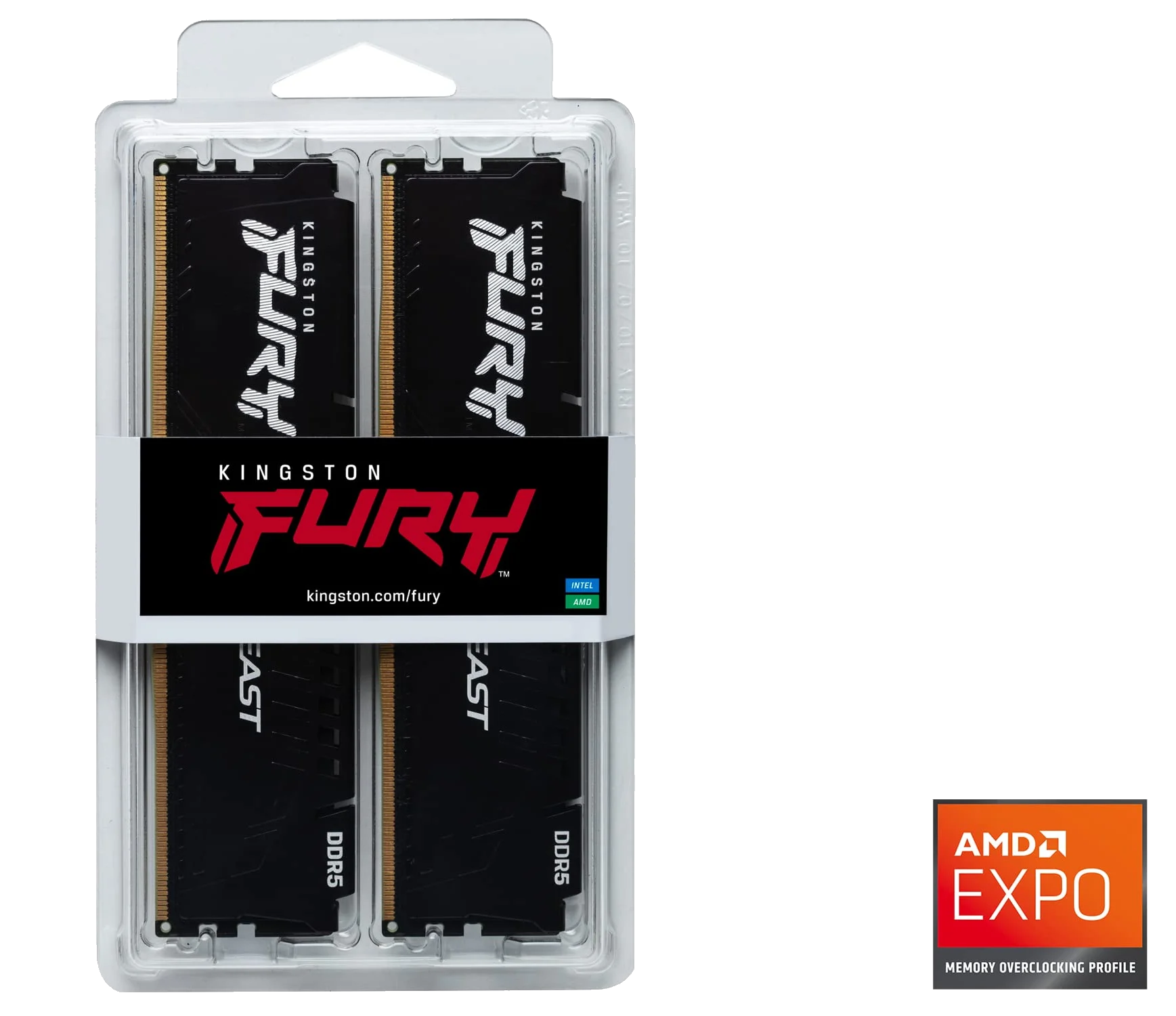 Kingston® 32GB 6000MHz DDR5 CL36 DIMM (Kit of 2) 1Rx8 FURY