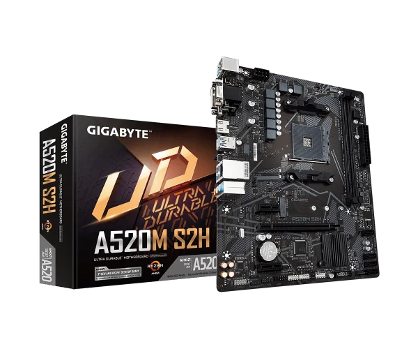 GIGABYTE A520M S2H , AM4,PCI-E, DualDDR4 2133/2400/2667/2933/3200 +LAN1000 HDMI