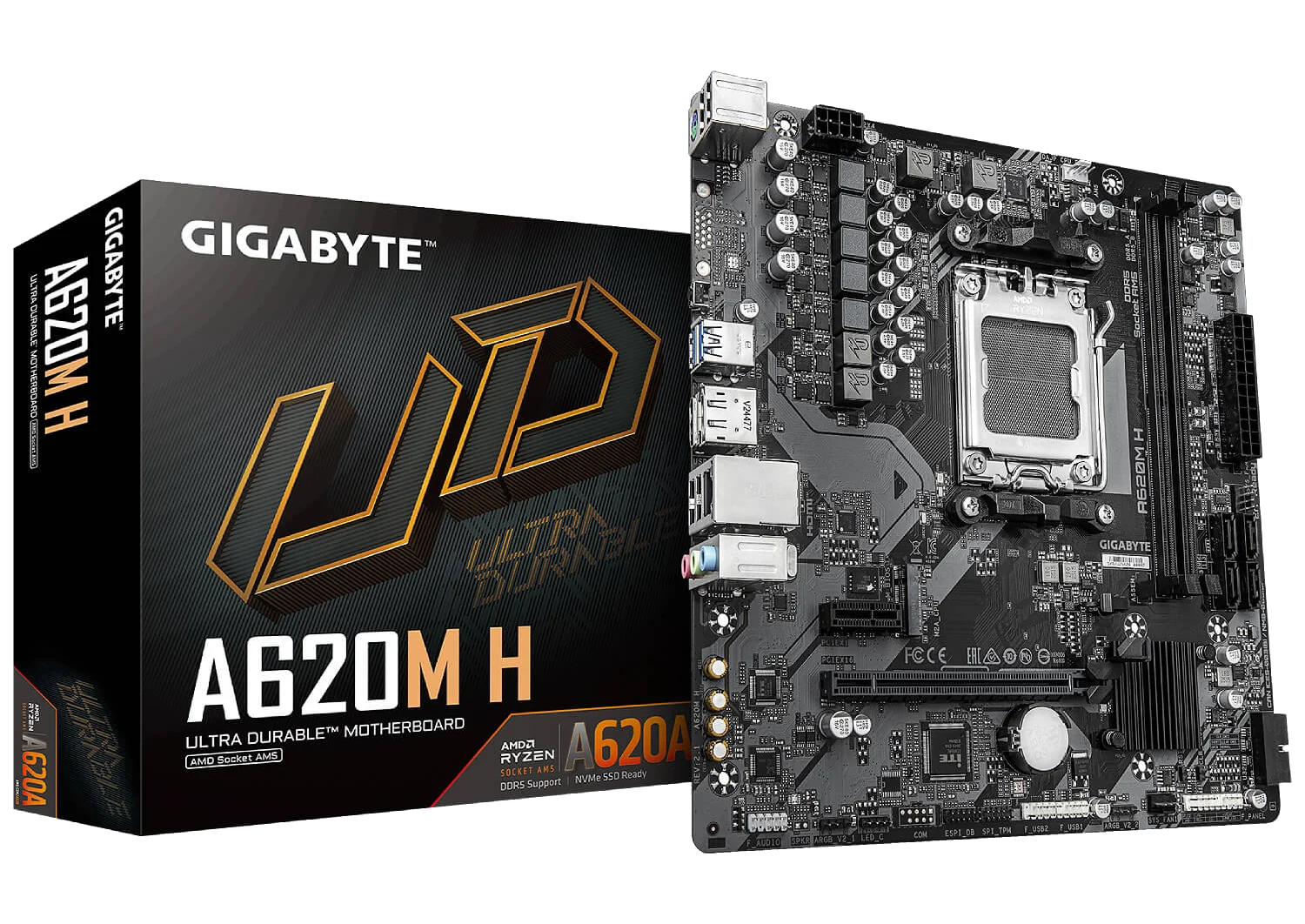 GIGABYTE A620M H DDR5 , AM5 ,PCI-E, DualDDR5 5200 +LAN2500 HDMI