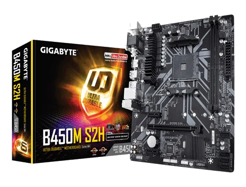 GIGABYTE B450M S2H , AM4,PCI-E, DualDDR4 2133/2400/2667/2933 +LAN1000 HDMI