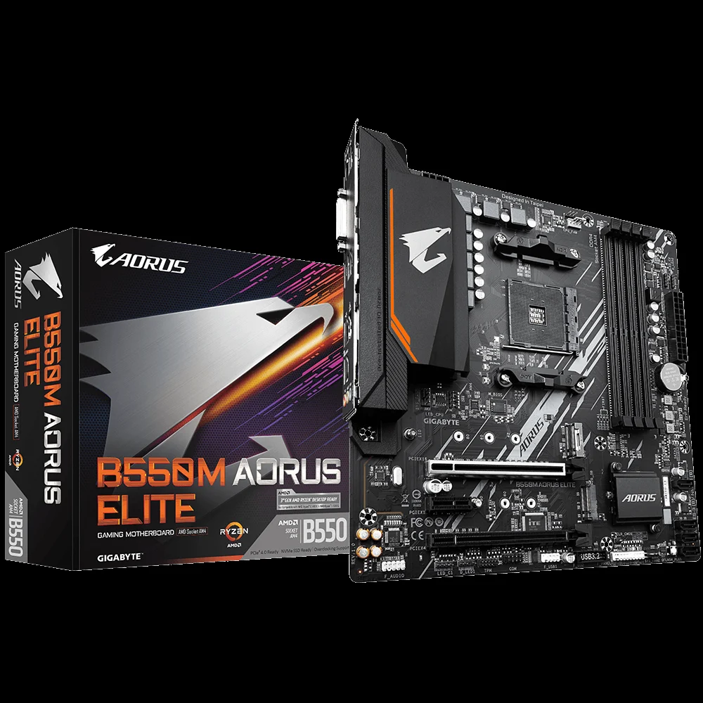 GIGABYTE B550M AORUS ELITE , AM4,PCI-E, DualDDR4 2133/2400/2667/2933/3200 +LAN1000 HDMI