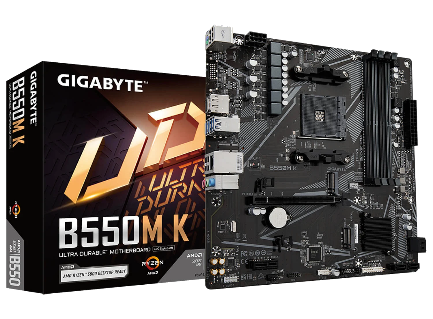 GIGABYTE B550M K , AM4,PCI-E, DualDDR4 2133/2400/2667/2933/3200 +LAN1000 HDMI