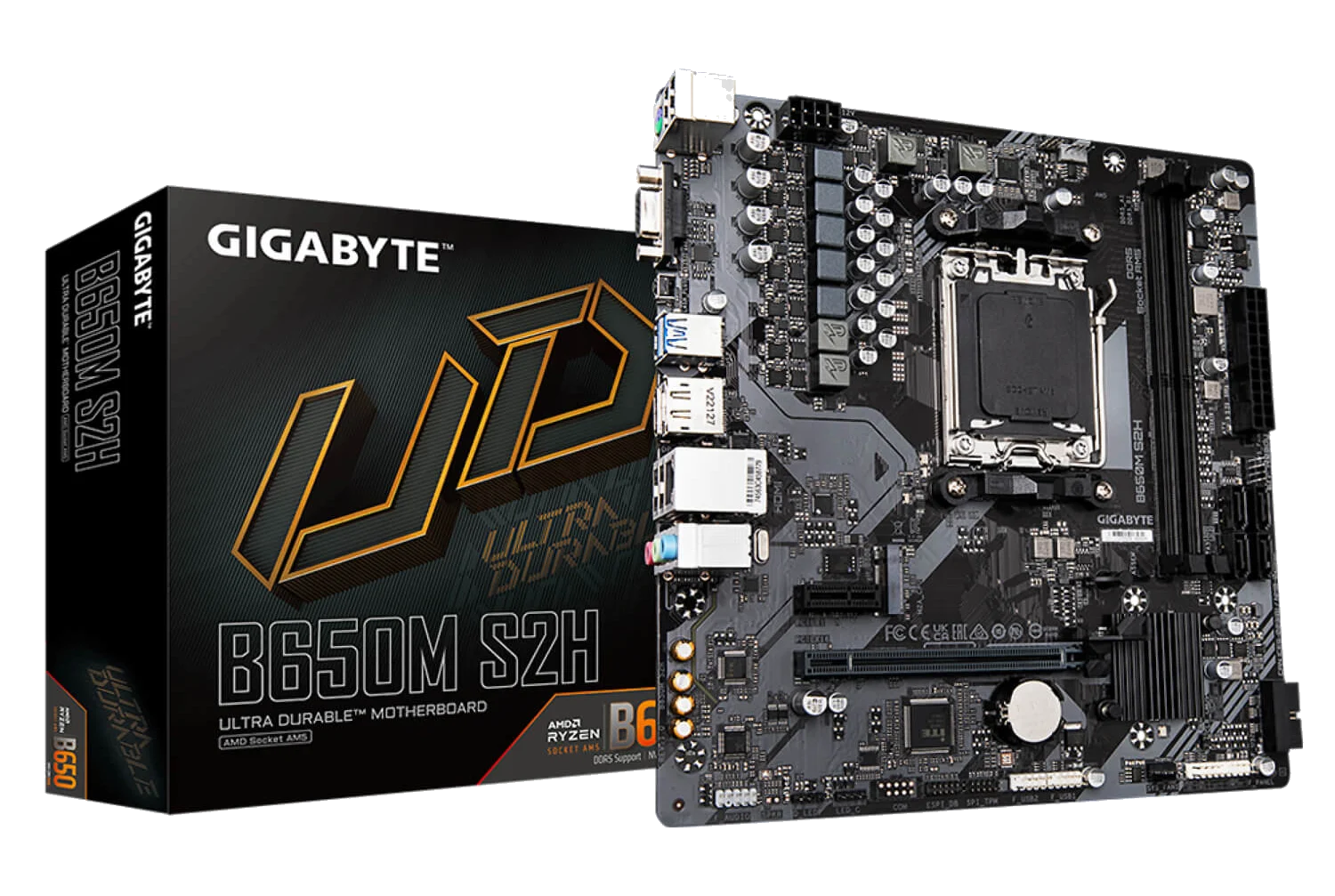 GIGABYTE B650M S2H DDR5 , AM5 ,PCI-E, DualDDR5 5200 +LAN2500 HDMI