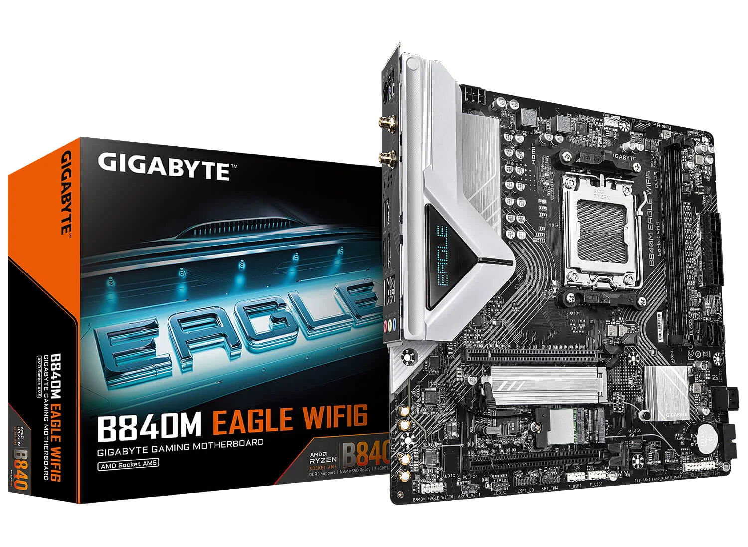GIGABYTE B840M EAGLE WIFI6 , AM5 ,PCI-E, DualDDR5 5200 +LAN2500 HDMI