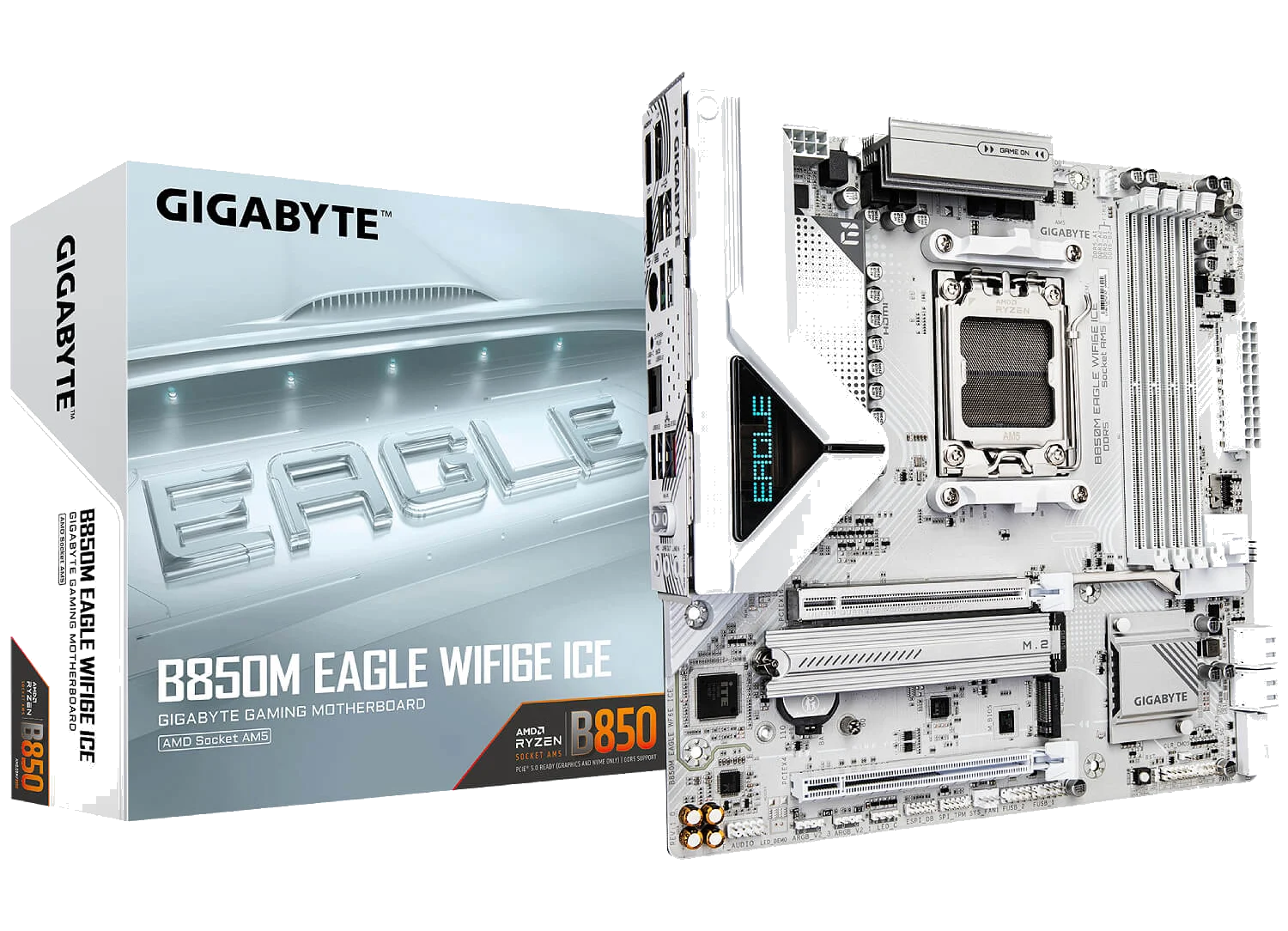 GIGABYTE B850M EAGLE WIFI6E ICE DDR5 , AM5 ,PCI-E, DualDDR5 5200 +LAN2500 HDMI