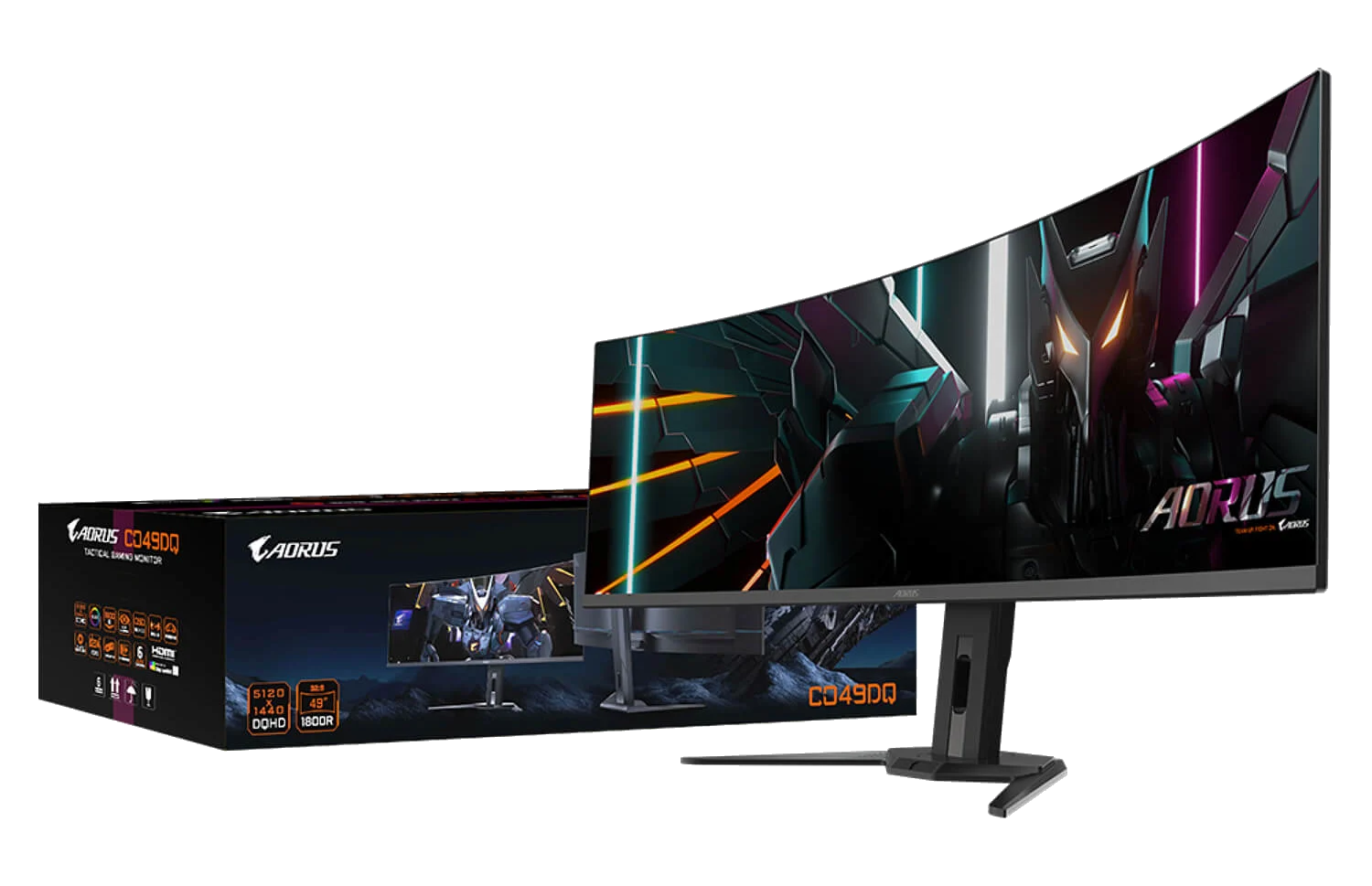 מסך GIGABYTE CO49DQ 49" AORUS Ultra-Wide DQHD OLED 0.03ms 144Hz KVM HDR – תמונה 3