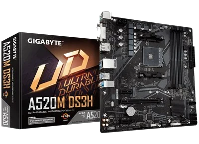 GIGABYTE A520M DS3H , AM4,PCI-E, DualDDR4 2133/2400/2667/2933/3200 +LAN1000 HDMI
