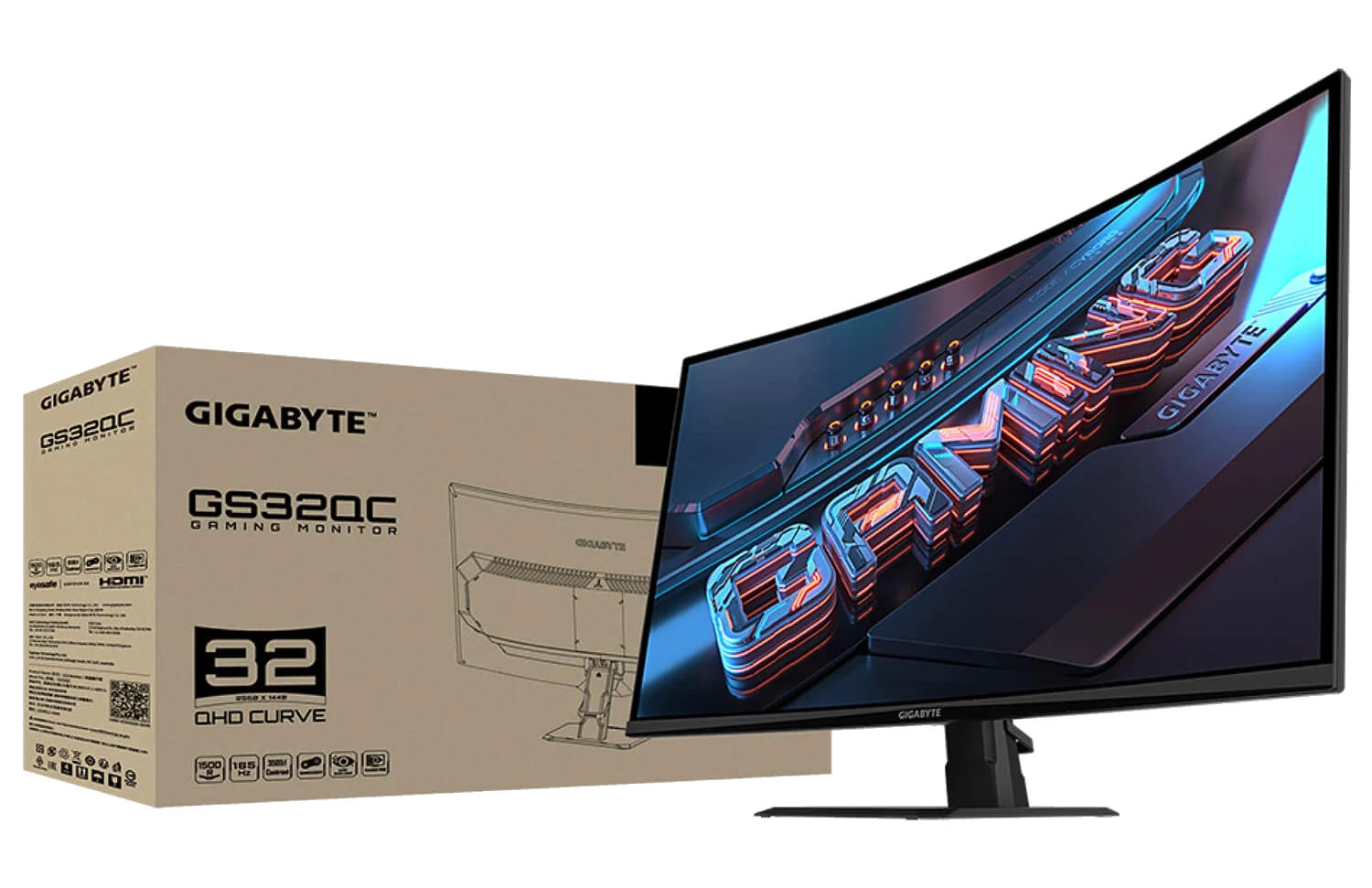 GIGABYTE GS32QC Gaming Monitor "32 LED 1MS 1:80000000 165Hz – תמונה 2