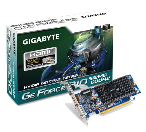 GIGABYTE nVIDIA Geforce GV-N210OC-512I 512MB + TV OUT- HDMI-out / DVI-I/ D-Sub,Vista Ready PCI-E