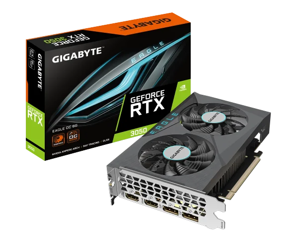 GIGABYTE nVIDIA Geforce GV-N3050EAGLE OC-6GD 6GDDR6 + Dual HDMI/ Dual DP, PCI-E
