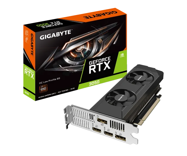 GIGABYTE nVIDIA Geforce GV-N3050OC-6GL 6GDDR6 + Dual HDMI/ Dual DP, PCI-E