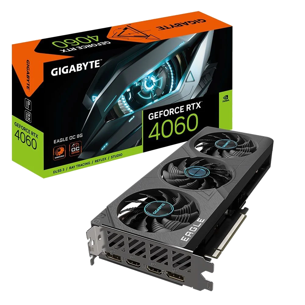 GIGABYTE GV-N4060EAGLE OC-8GD nVIDIA Geforce 4060 8GB GDDR6 Triple Fan 3DP+HDMI