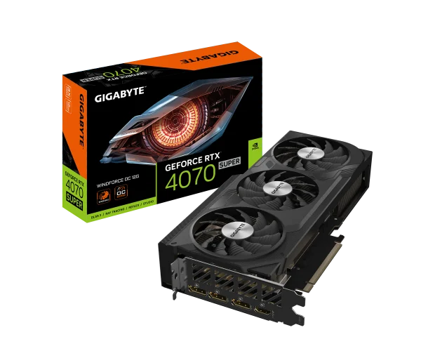 GIGABYTE GV-N407SWF3OC-12GD nVIDIA Geforce 4070 SUPER 12GB GDDR6X Triple Fan 3DP+HDMI
