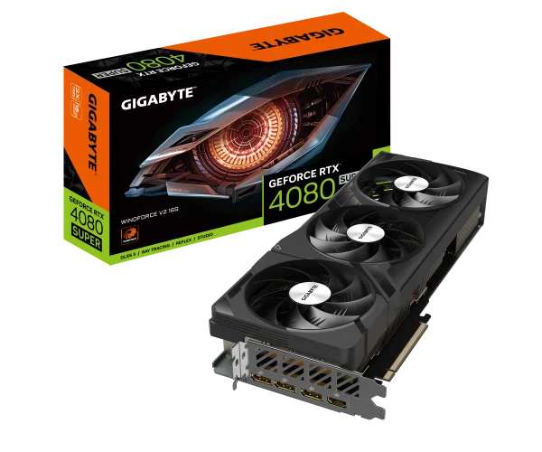 GIGABYTE GV-N408SWF3V2-16GD nVIDIA Geforce 4080 SUPER WINDFORCE V2 16GB GDDR6X Triple Fan 3DP+HDMI