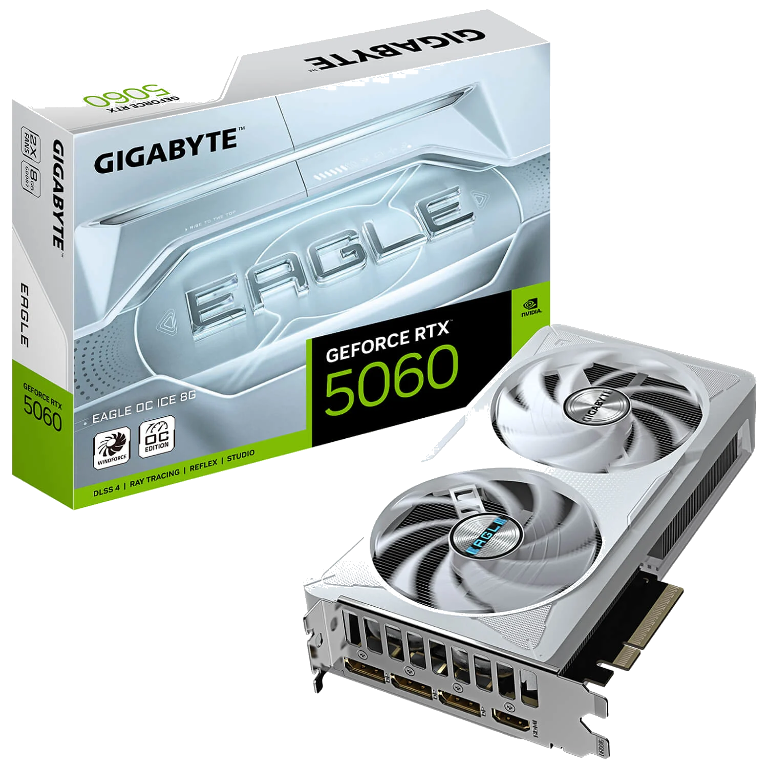 GIGABYTE GV-N5060EAGLE OC ICE-8GD nVIDIA Geforce 5060 8GB GDDR7 Dual Fan 3DP+HDMI