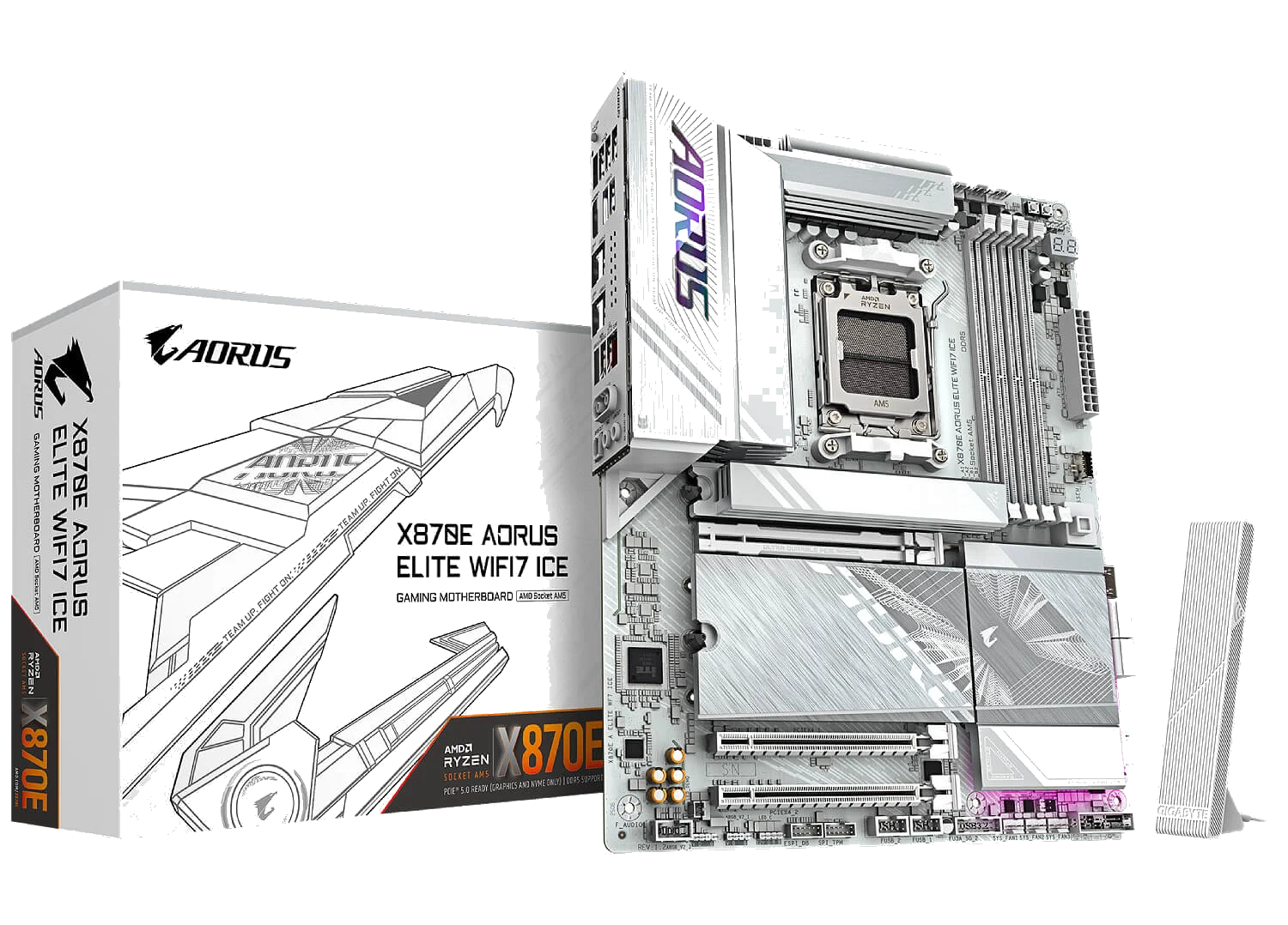 GIGABYTE X870E AORUS ELITE WiFi7 ICE , AM4,PCI-E, DualDDR5 4400/4800/5200 +LAN2.5G HDMI