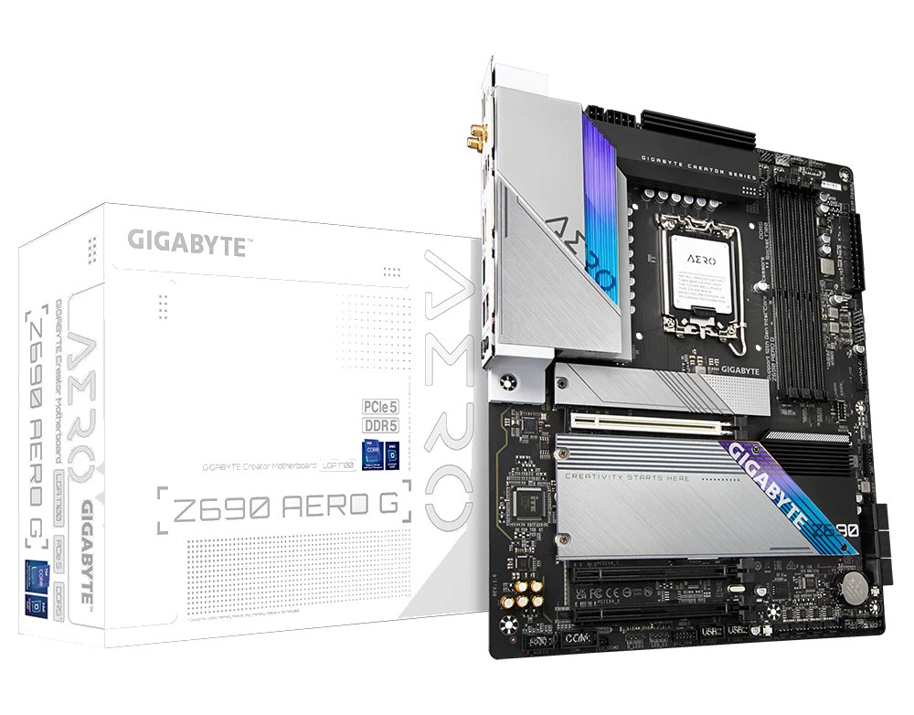 GIGABYTE Z690 AERO G , Core™ i3/i5/i7/i9, 4DualDDR5 4800MHZ ,2XPCI-E, 2.5GB LGA1700