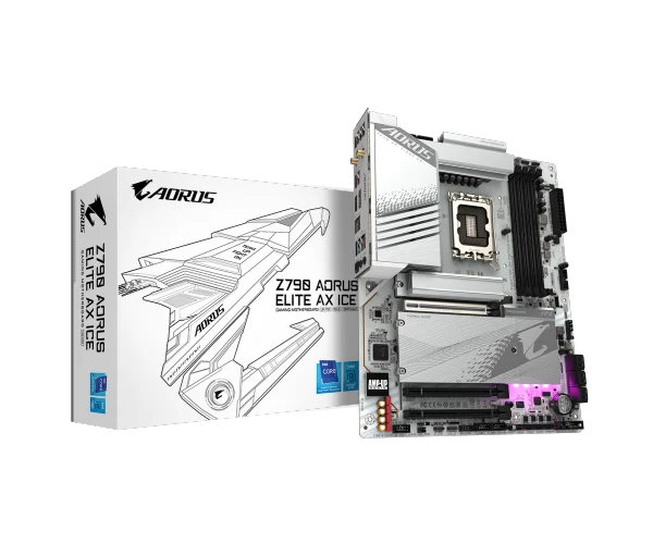 GIGABYTE Z790 AORUS ELITE AX ICE , Core™ i3/i5/i7/i9, 4DualDDR5 4800MHZ ,2XPCI-E, 2.5GB LGA1700