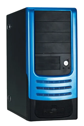 HEC Compucase 6A21B Black&Blue ,Tool-free, no PSU,2x120mm Fan, USB2.0, Audio & speaker