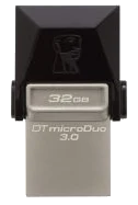 דיסק נייד Kingston DT microDuo USB 3.0/ micro USB OTG 32GB
