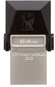 דיסק נייד Kingston DT microDuo USB 3.0/ micro USB OTG 64GB