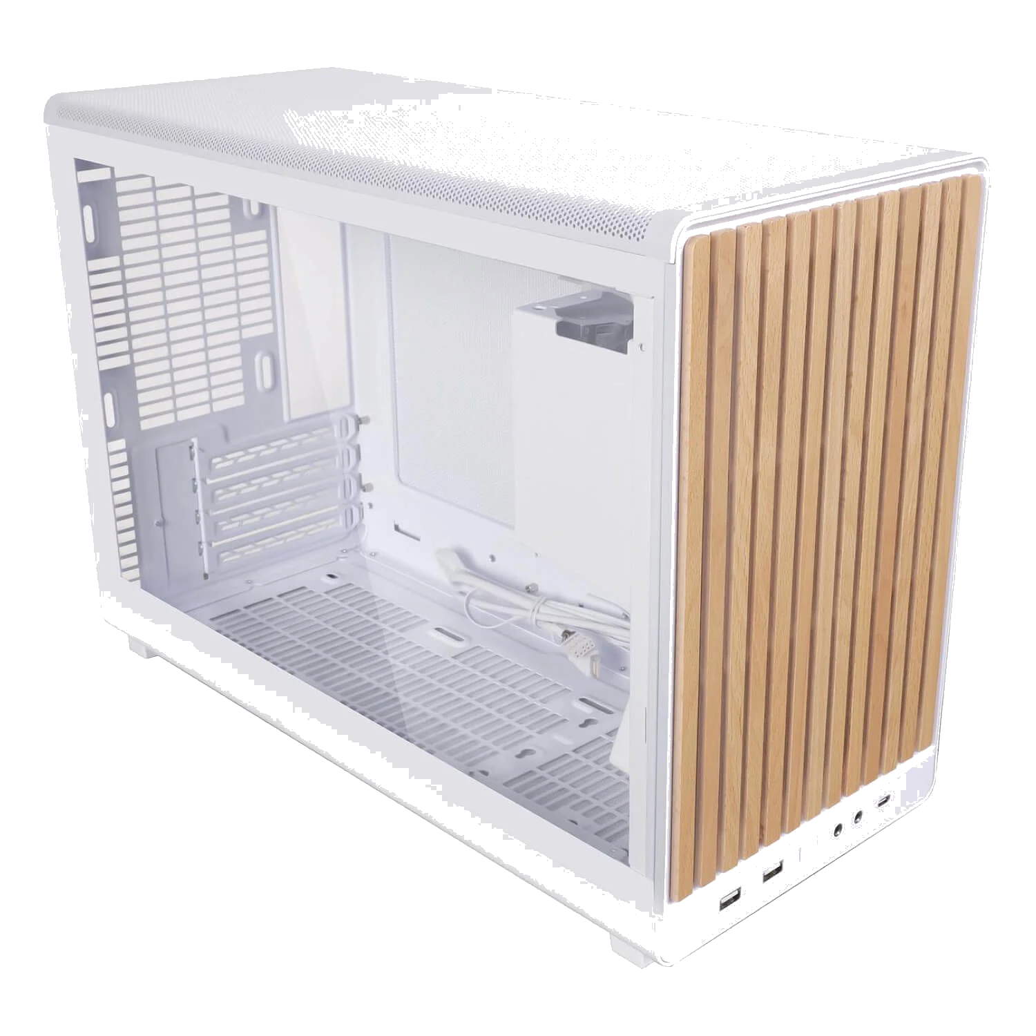 Lian-Li A3 Wood and Glass Edition White ,Tool-free, NO PSU , 3USB2/3.0, Audio & speaker – תמונה 2