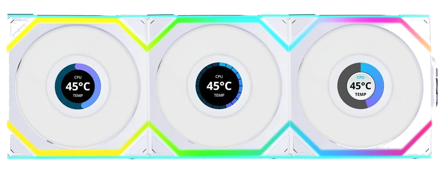 3 מאוררים לבנים למארז Lian-Li UNI SL Wireless LCD 120mm White 3xFans And Conntroller